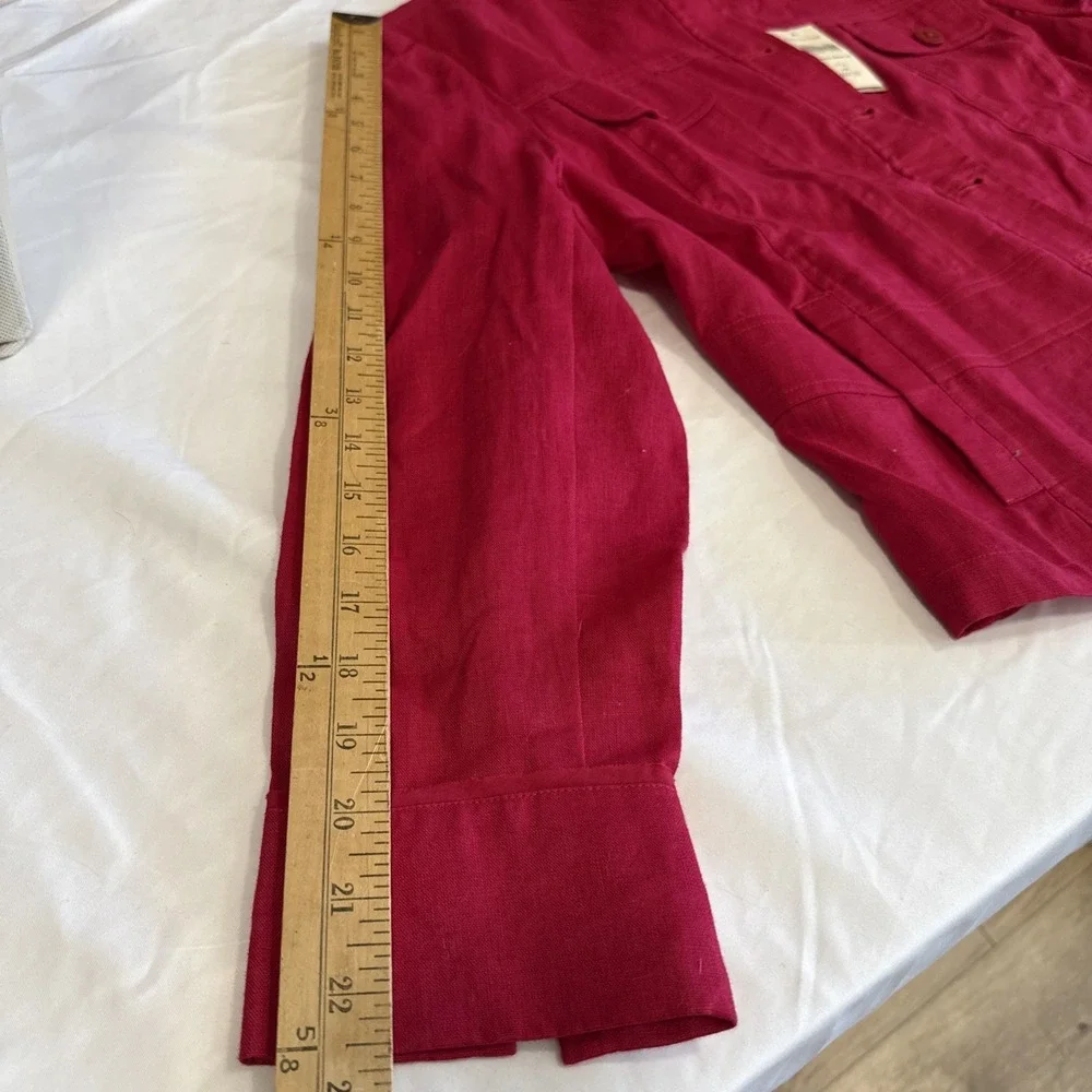 Vintage Coldwater Creek 100% Linen Button Front‎ Jacket P14 NWT Red $70